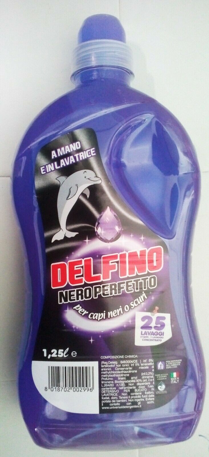 Detersivo liquido delfino nero perfetto ( 25 lavaggi )  lt. 1.25 x 3 pezzi