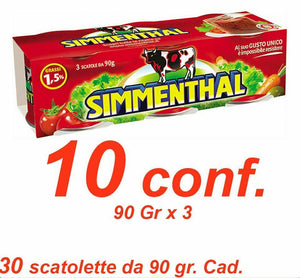 10 Confezioni CARNE SIMMENTHAL in scatola TRIS 90 Gr X 3 ( 30 Scatolette)