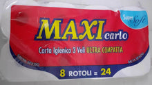 Carica l&#39;immagine nel visualizzatore di Gallery, MAXI CARLO CARTA BLU CARTA IGIENICA MAXI 8-ROTOLONI = 24 ROTOLI
