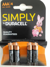 Carica l&#39;immagine nel visualizzatore di Gallery, 4 X 4 16 pile batterie ministilo AAA DURACELL Simply TOTALE 16 BATTERIE
