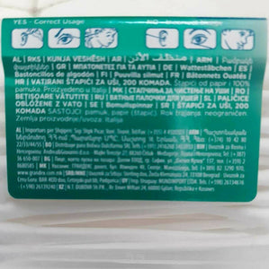 5X200 Cotton Fioc BastoncCotonati Biodegradabili Igien.Orecchie Ovat.ITALY1000PZ