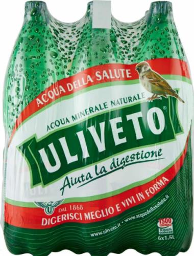 ACQUA ULIVETO MINERALE NATURALE LT 1.5 X 6 BOTTIGLIE effervescente  vulcanica