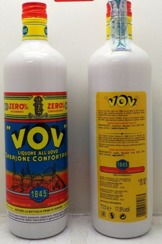 MOLINARI VOV liquore all uovo zabajone cl. 70 + due bicchieri averna in omaggio