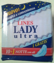 Carica l&#39;immagine nel visualizzatore di Gallery, Lines Lady ultra notte ali 11 assorbenti x 6 confezioni
