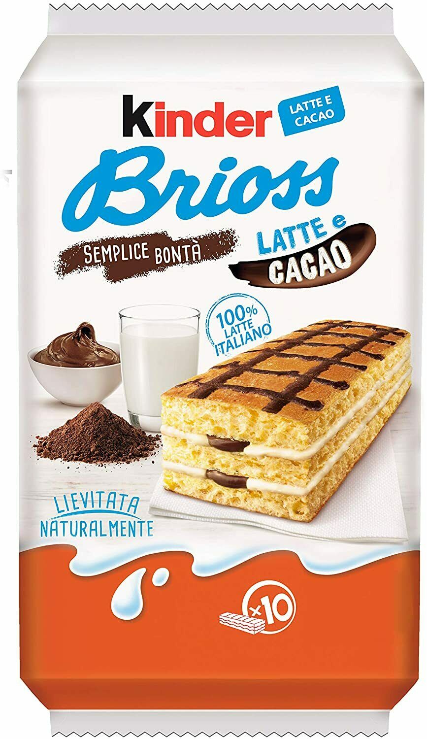12X Kinder Ferrero Brioss  LATTE E CACAO 270 gr confez da 10 brioche TOT.3240GR