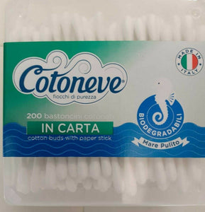 5X200 Cotton Fioc BastoncCotonati Biodegradabili Igien.Orecchie Ovat.ITALY1000PZ