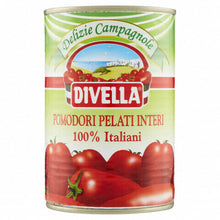 Carica l&#39;immagine nel visualizzatore di Gallery, DIVELLA POMODORI PELATI 100% PRODOTTO ITALIANO 24 BARATTOLI DA 400gr tot kg 9,6
