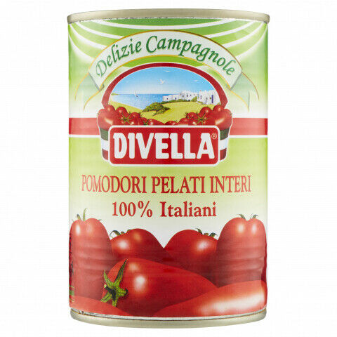 DIVELLA POMODORI PELATI 100% PRODOTTO ITALIANO 24 BARATTOLI DA 400gr tot kg 9,6