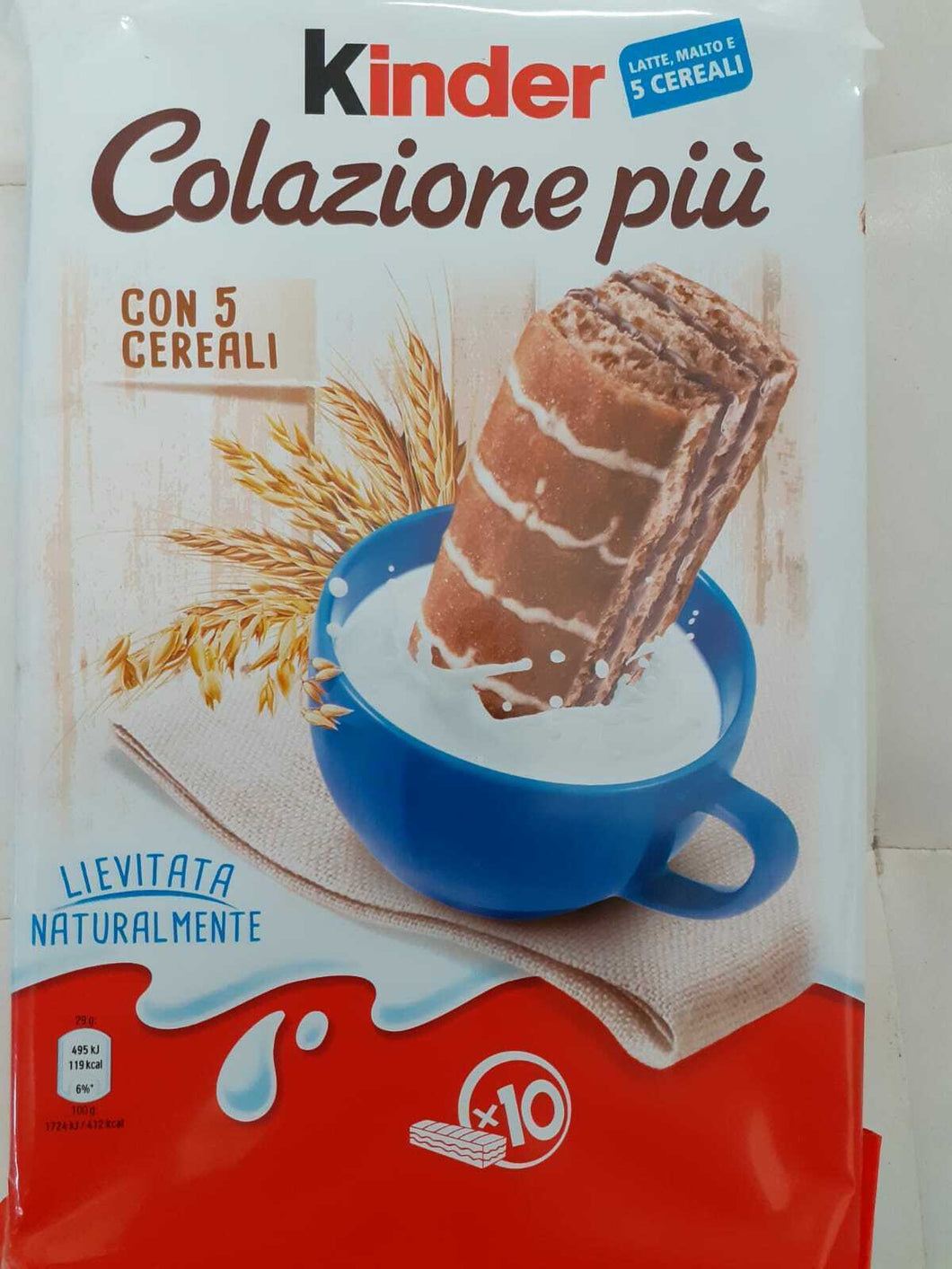 KINDER COLAZIONE PIU' 5 CEREALI LIEVITATA NATURALE T.10 x 3 PACCHI