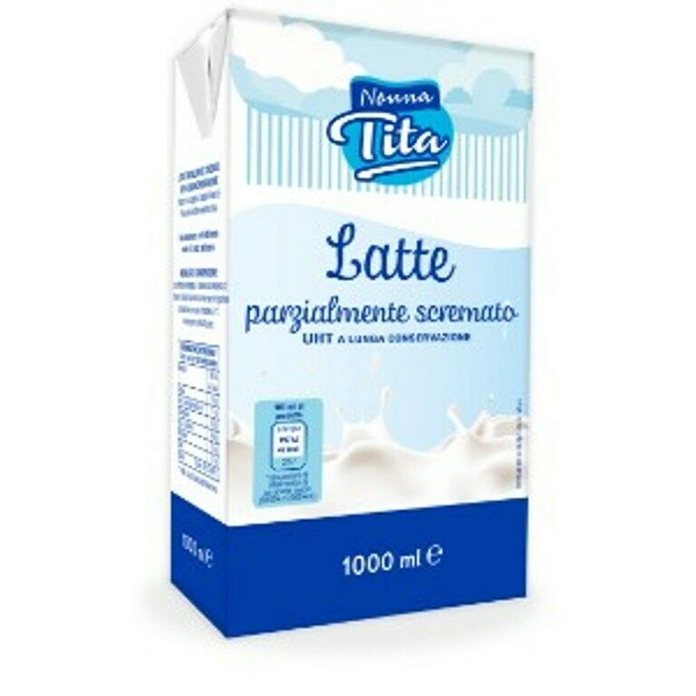 LATTE NONNA TITA PARZALMIENTE SCREMATO  1 LITRO IMBALLO DA 12 LITRI  IN BUSTA