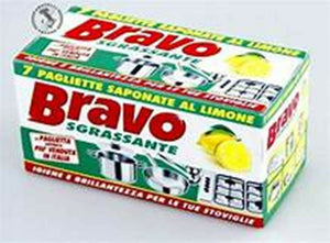 PAGLIETTE SPUGNE SAPONATE AL LIMONE SGRASSANTI BRAVO 12 PACCHI DA 7 PEZZI TOT.84