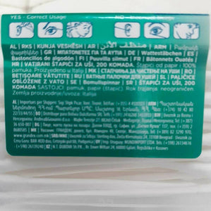5X200 Cotton Fioc BastoncCotonati Biodegradabili Igien.Orecchie Ovat.ITALY1000PZ