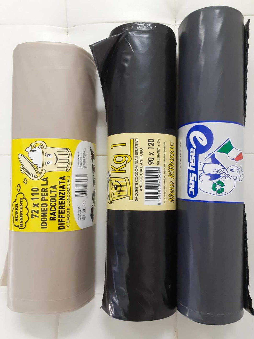 Sacchi Differenziata Buste Immondizia 70x110 + 70x120cm  / Spazzat.3x1kg. 3kg