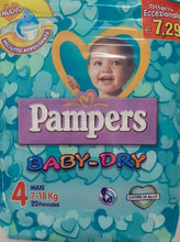 Carica l&#39;immagine nel visualizzatore di Gallery, Pannolini Pampers Baby dry 4 misura Maxi 7-18 kg. 20 pannolini x 6 pacchi
