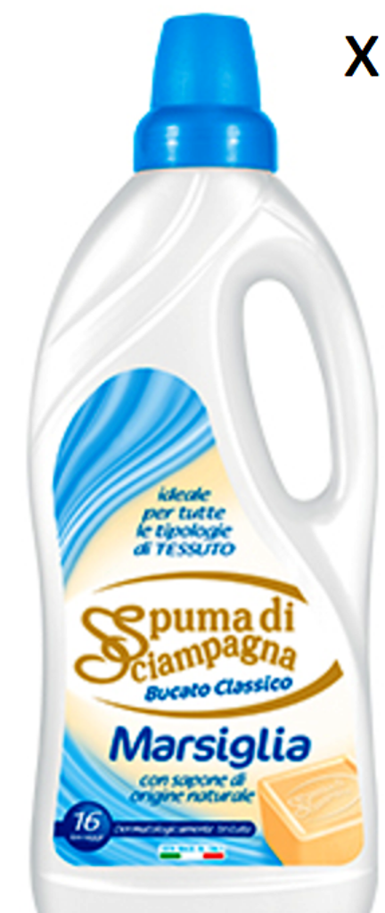 SPUMA DI SCIAMPAGNA DETERSIVO BUCATO LAVATRICE LIQUIDO MARSIGLIA  1 ltx4pz4litri