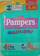Carica l&#39;immagine nel visualizzatore di Gallery, Pannolini Pampers Baby dry 4 misura Maxi 7-18 kg. 21 pannolini x 2 pacchi
