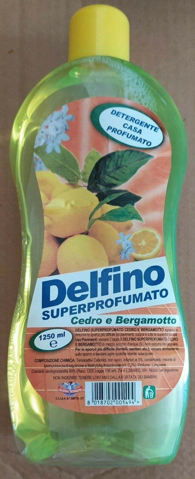 DELFINO cedro e bergamotto bottIGLIA. 1250 ML detergente profumato per la casa