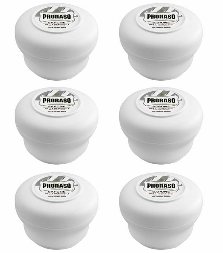 6pz PRORASO SAPONE DA BARBA in ciotola PELLI SENSIBILI anti-irritazione 150ml
