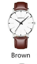 Carica l&#39;immagine nel visualizzatore di Gallery, OROLOGIO GENEVA UOMO DONNA CINTURINO   MARRONE
