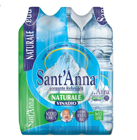 ACQUA SANT'ANNA NATURALE LT 1.5 X 6 BOTTIGLIE OLIGOMINERALE x 50 CASSE