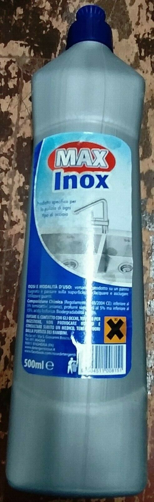 Max Inox Sgrassatore Acciaio  con Barriera Protettiva Bottiglia 500ml x 4 bott