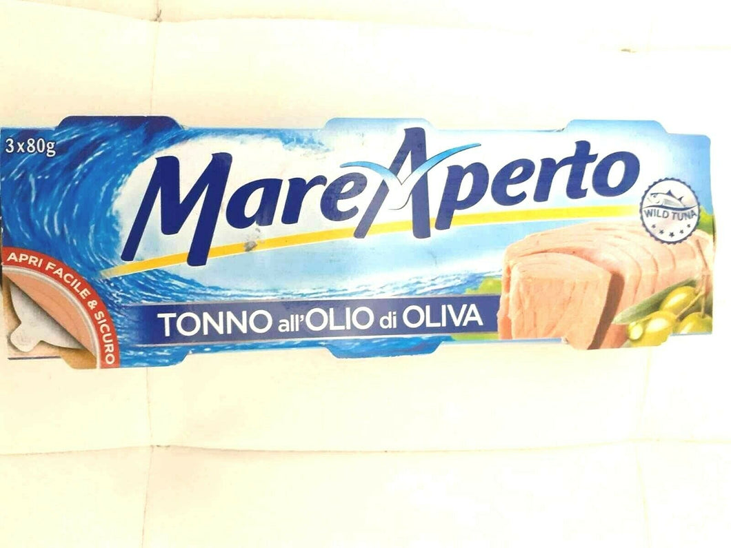 MARE APERTO TONNO OLIVA 80 GR x 3 CON APRI FACILE SICURO X 5 TOTALE 15 SCATOLE