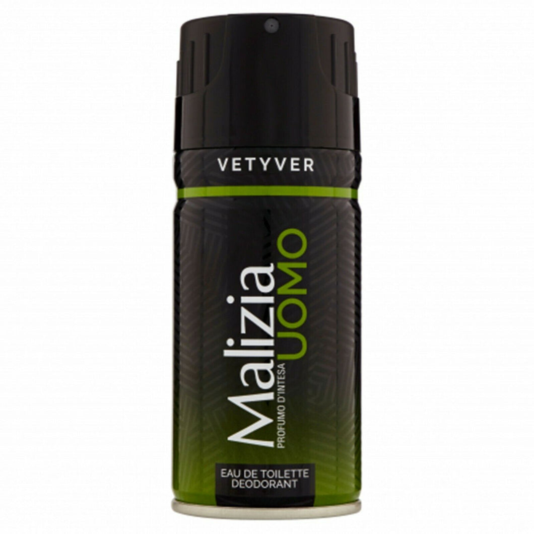 6 pz X MALIZIA DEO SPRAY UOMO DEO. ml 150 UOMO SPRAY  UOMO VETYVER TOTALE 900 ml