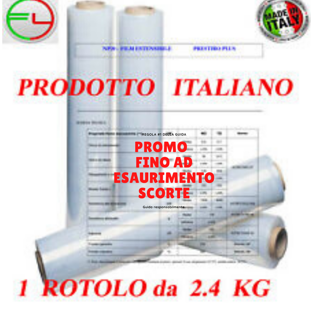 IMBALLAGGIO FILM ESTENSIBILE MANUALE TRASPARENTE PELLICOLA 1 ROTOLO Da  2.4 kg