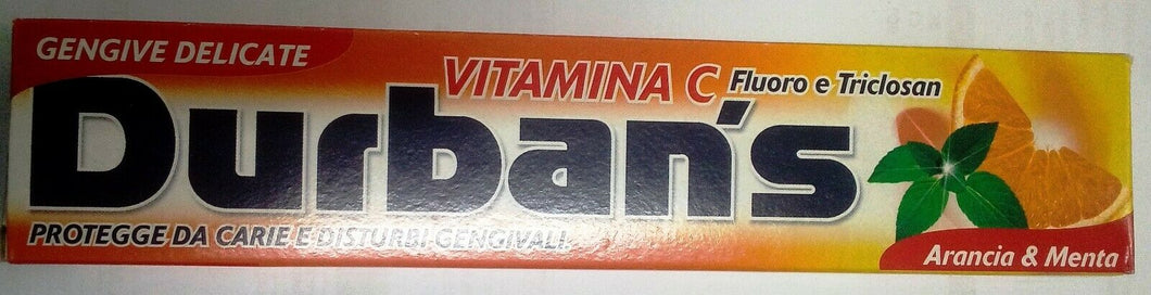 Dentifricio Durban's vitamina C arancia e menta ml.75 x2 pezzi x carie e gengive