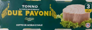 TONNO DUE PAVONI IN OLIO DI SEMI DI GIRASOLE  gr 80x3x5 15 pz COALMA PALERMO