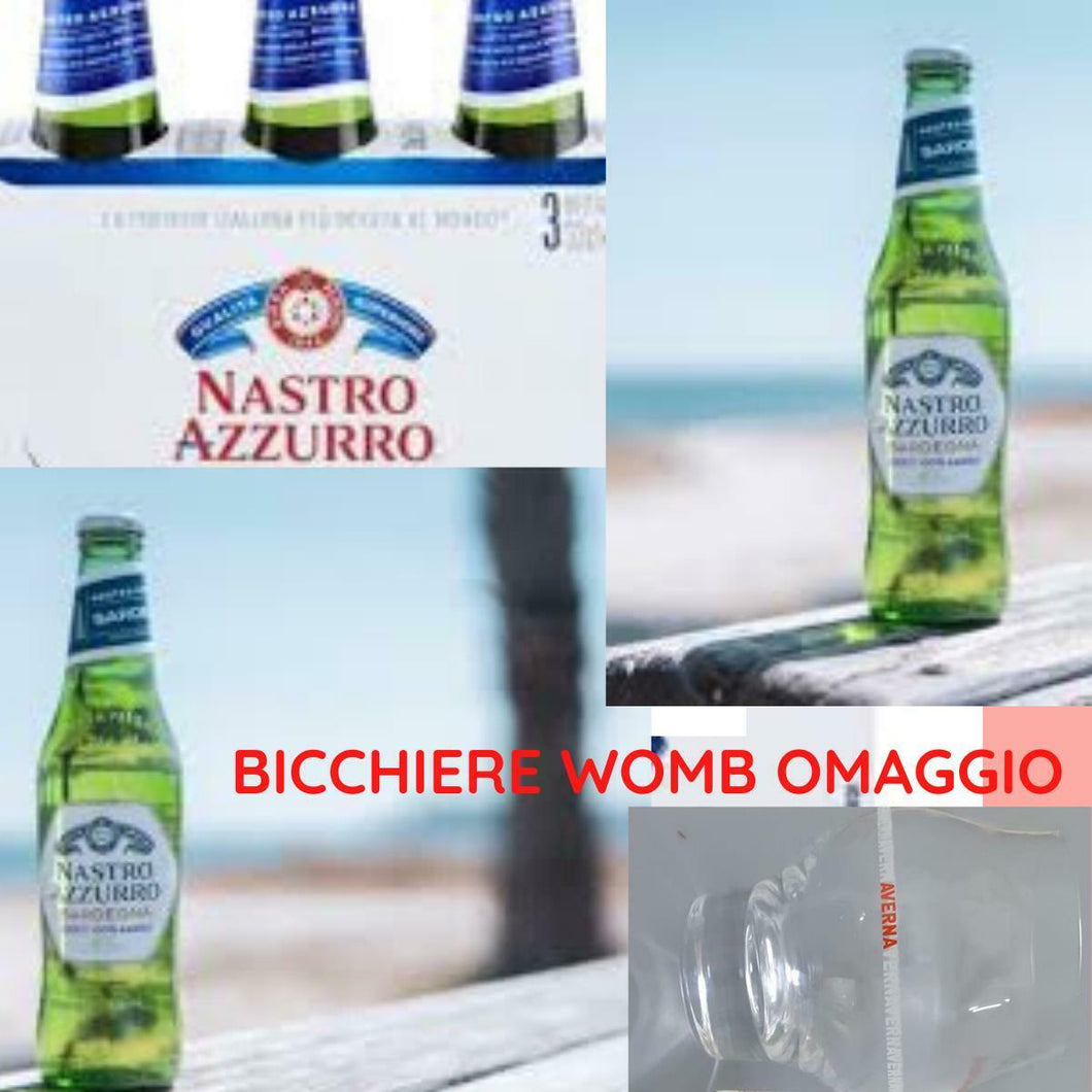 BIRRA PERONI SUPERIORE NASTRO AZZURRO ITALIANA CL 33 X 24 BOTTIGL +1BICCH.REGALO