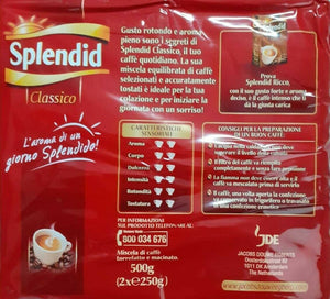 Splendid Miscela Di Caffè Macinato, Gusto Classico -4 Pezzi DA GR. 250X2 TOT.2KG
