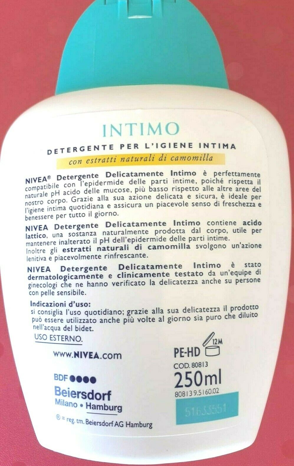 INTIMO igiene Intima Nivea CON ESTRATTI NATURALI DI CAMOMILLA 250 ml.x12 3LT