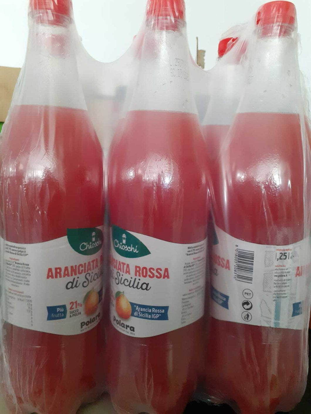 POLARA |CHIOSCHI ARANCIATA ROSSA  DI SICILIA 1 LT X 3 BOTTIGLIE PET+ 3 OMAGGIO=6