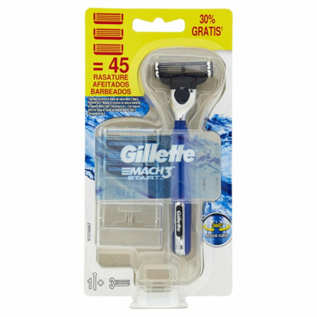 GILLETTE mach 3 rasoio +  testine di ricambio RASOIO MACH3 START+3 LAME GILLETT