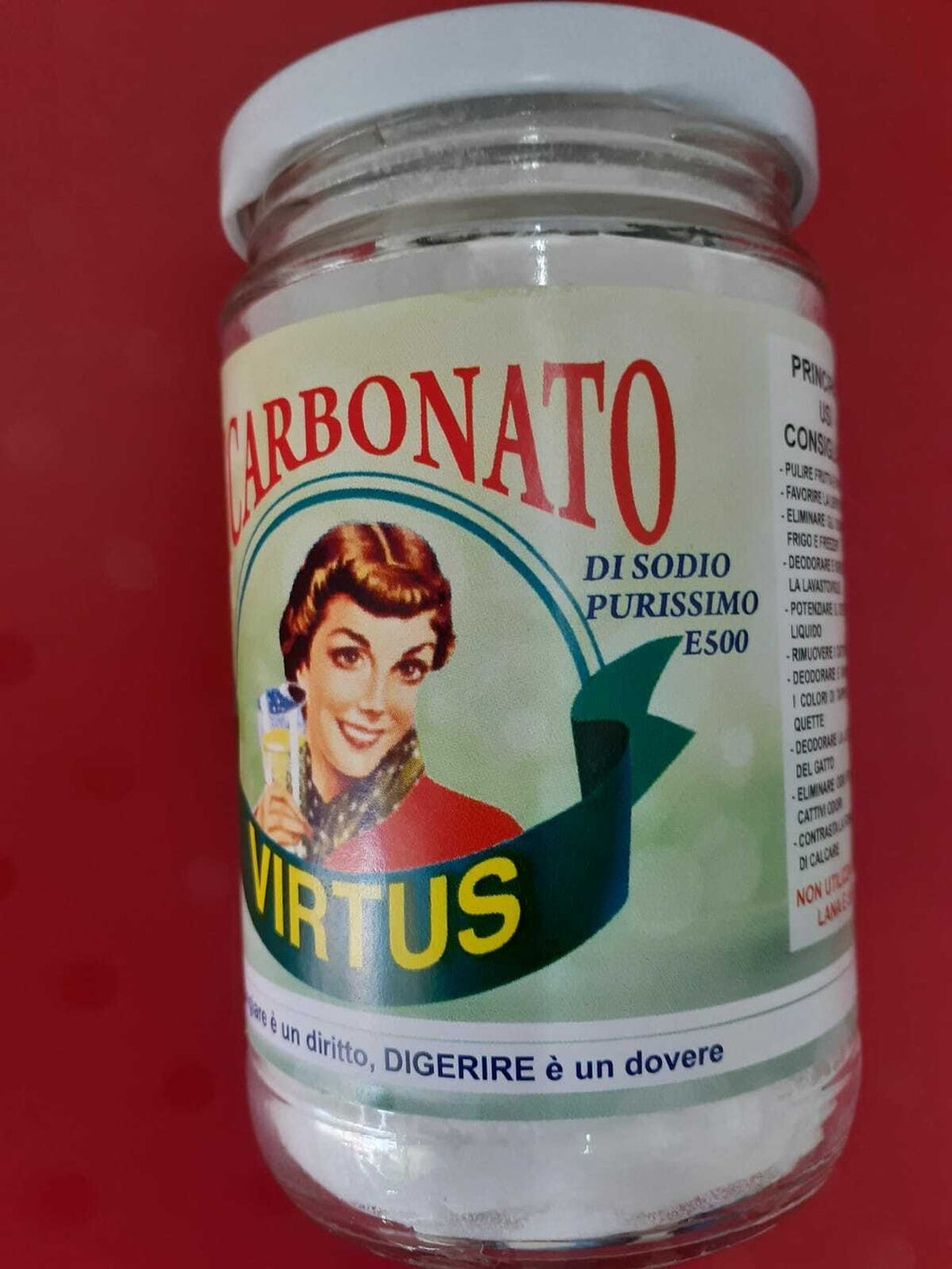 VIRTUS  Bicarbonato di Sodio PURISSIMO E500-  IN BARATTOLO DI VETRO GR 310X 10PZ