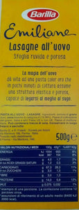 EMILIANE BARILLA Le  Lasagne All'Uovo PASTA SFOGLIA 500 Grammi X6 PACCHI TOT 3KG