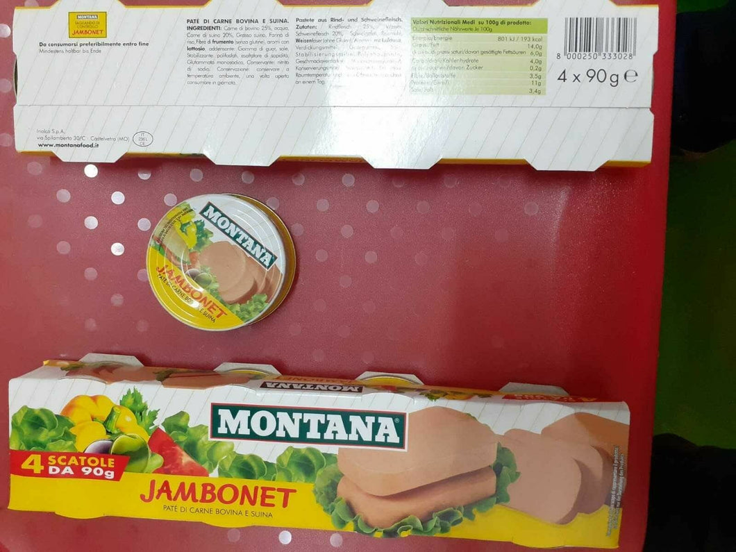 MONTANA JAMBONET CARNE IN SCATOLA  PATE' DI CARNE gr 90x 12scatole