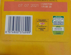 EMILIANE BARILLA Le  Lasagne All'Uovo PASTA SFOGLIA 500 Grammi X6 PACCHI TOT 3KG